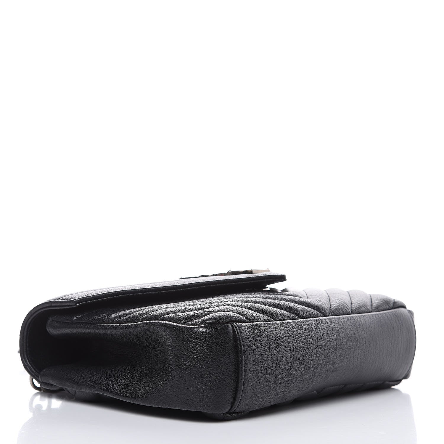 Saint Laurent Sheepskin Matelasse Chevron Monogram Medium College Bag Black 4 of 12