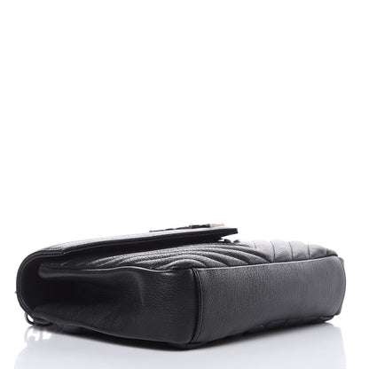 Saint Laurent Sheepskin Matelasse Chevron Monogram Medium College Bag Black 4 of 12