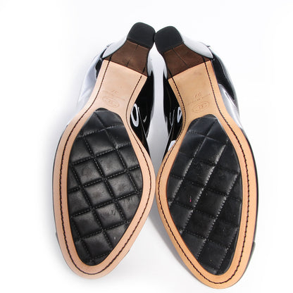 Chanel Patent Elastic Cap Toe Heels 37 Black 5 of 7