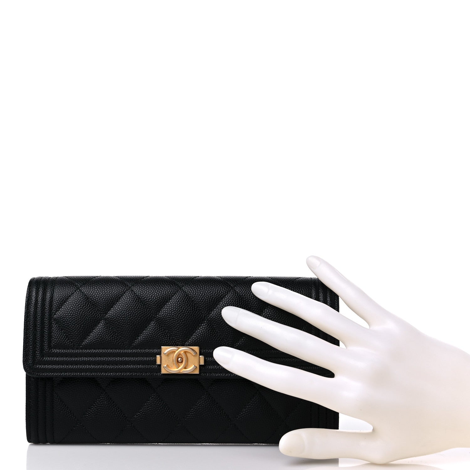 Chanel Caviar Quilted Long Boy Flap Wallet Black 2 of 13