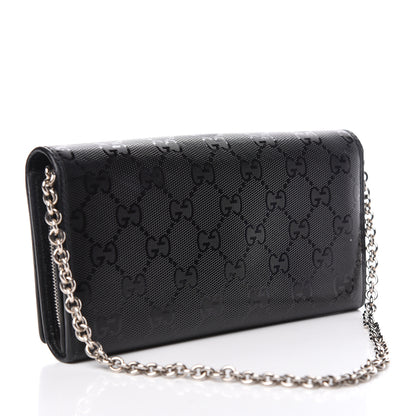 Gucci Imprime Monogram GG Pierce Chain Clutch Wallet Black 3 of 12