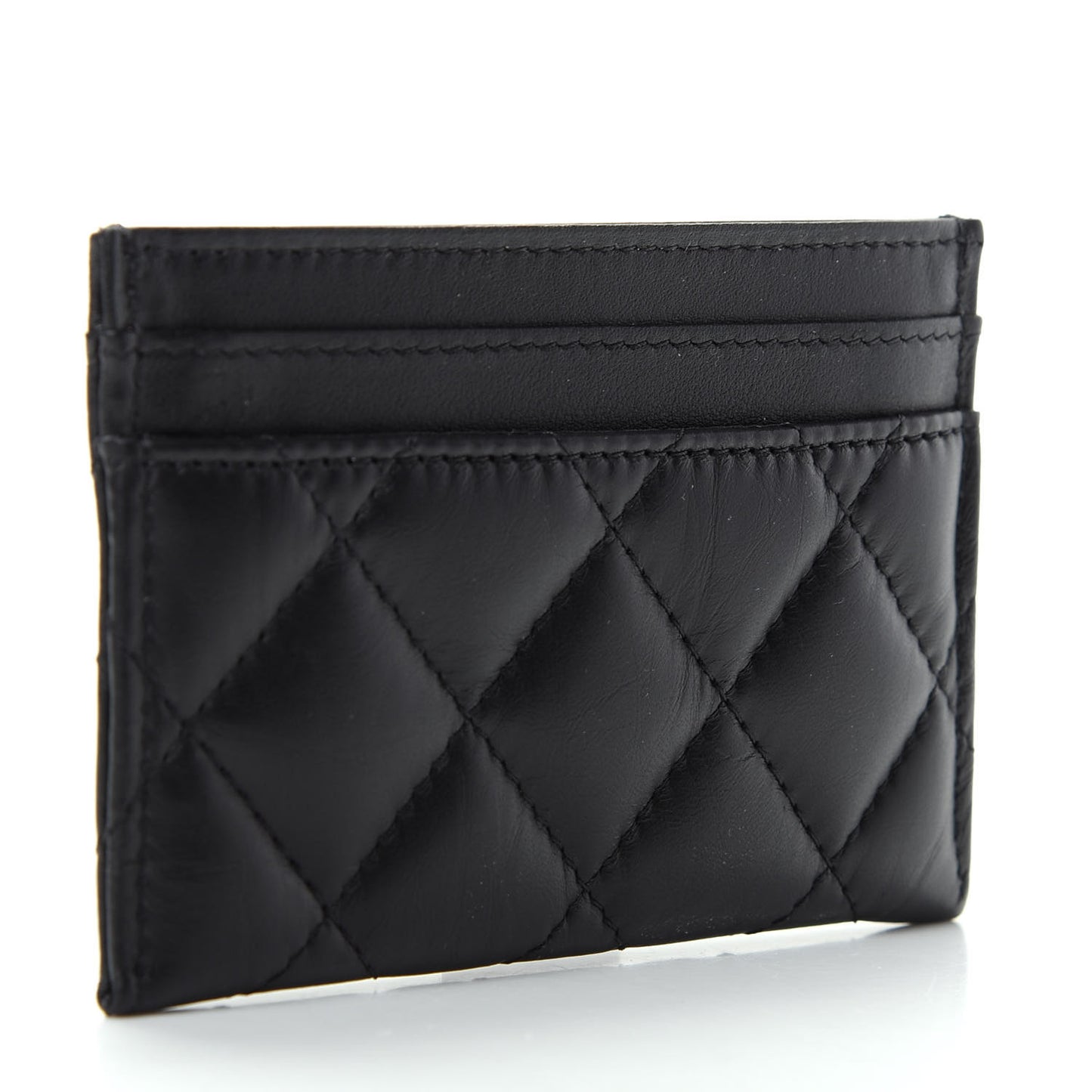 Aged Calfskin Quilted Lucky Charms Reissue Card Holder Black
