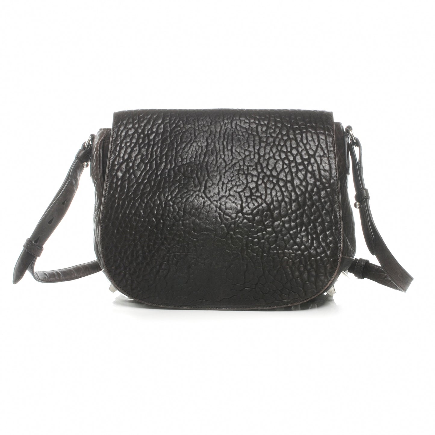 Textured Lambskin Lia Sling Messenger Bag Grey