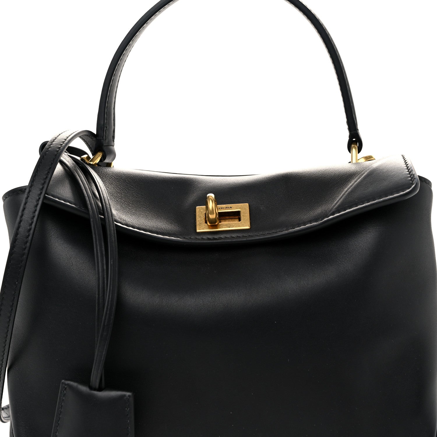 Balenciaga Natural Smooth Calfskin Mini Rodeo Top Handle Handbag Black 8 of 12