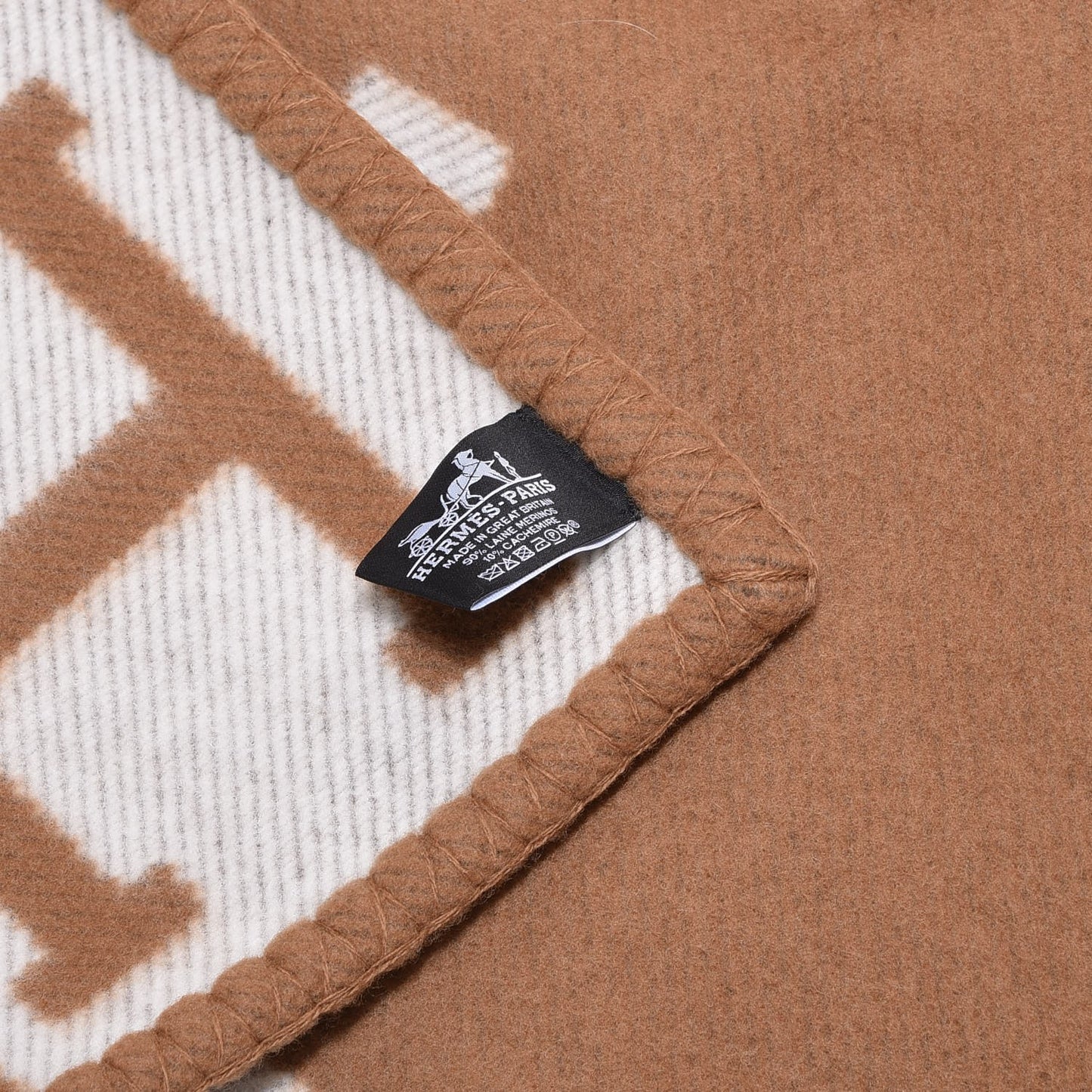 Wool Cashmere Avalon Blanket Ecru Camel