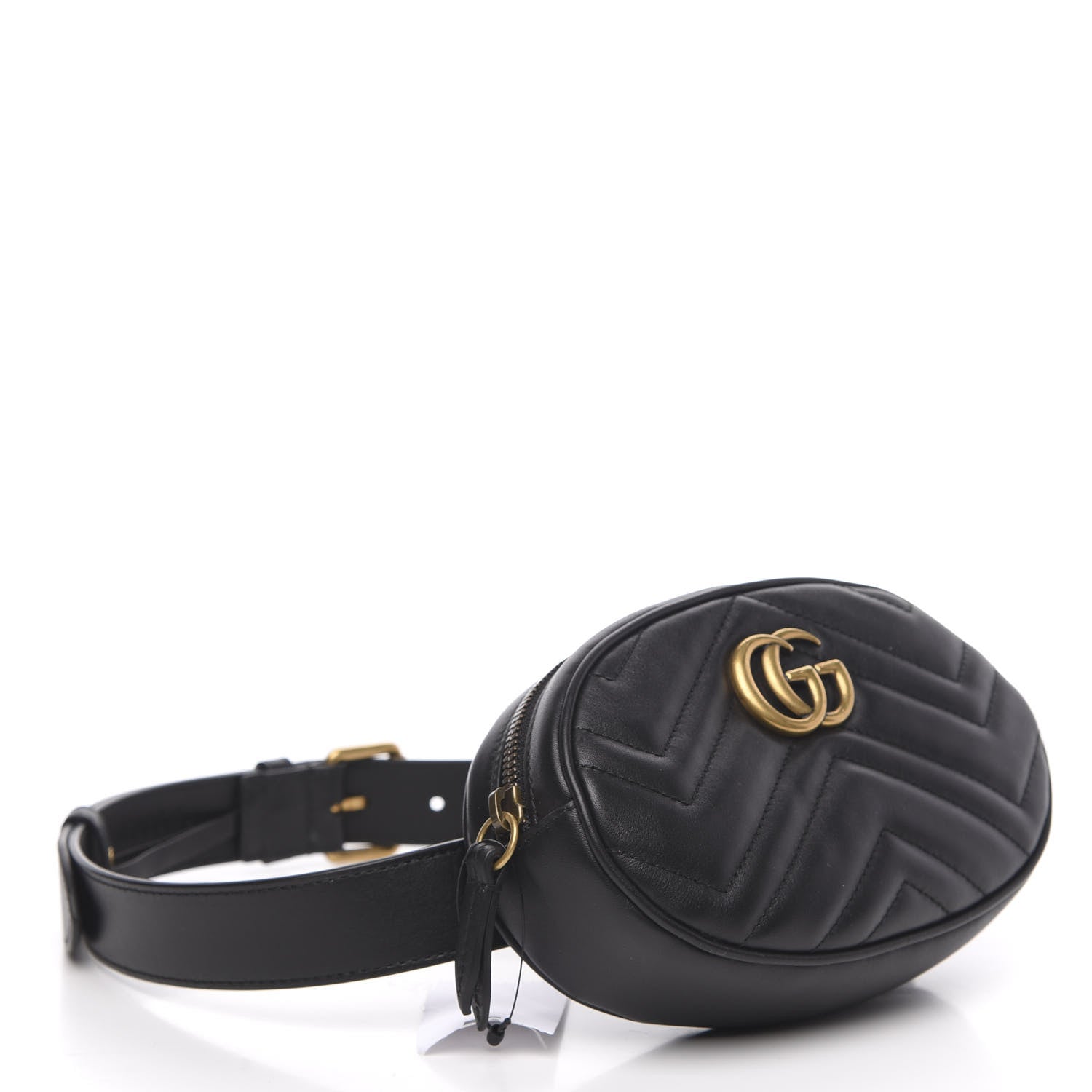 Gucci Calfskin Matelasse GG Marmont Belt Bag 75 30 Black 4 of 10