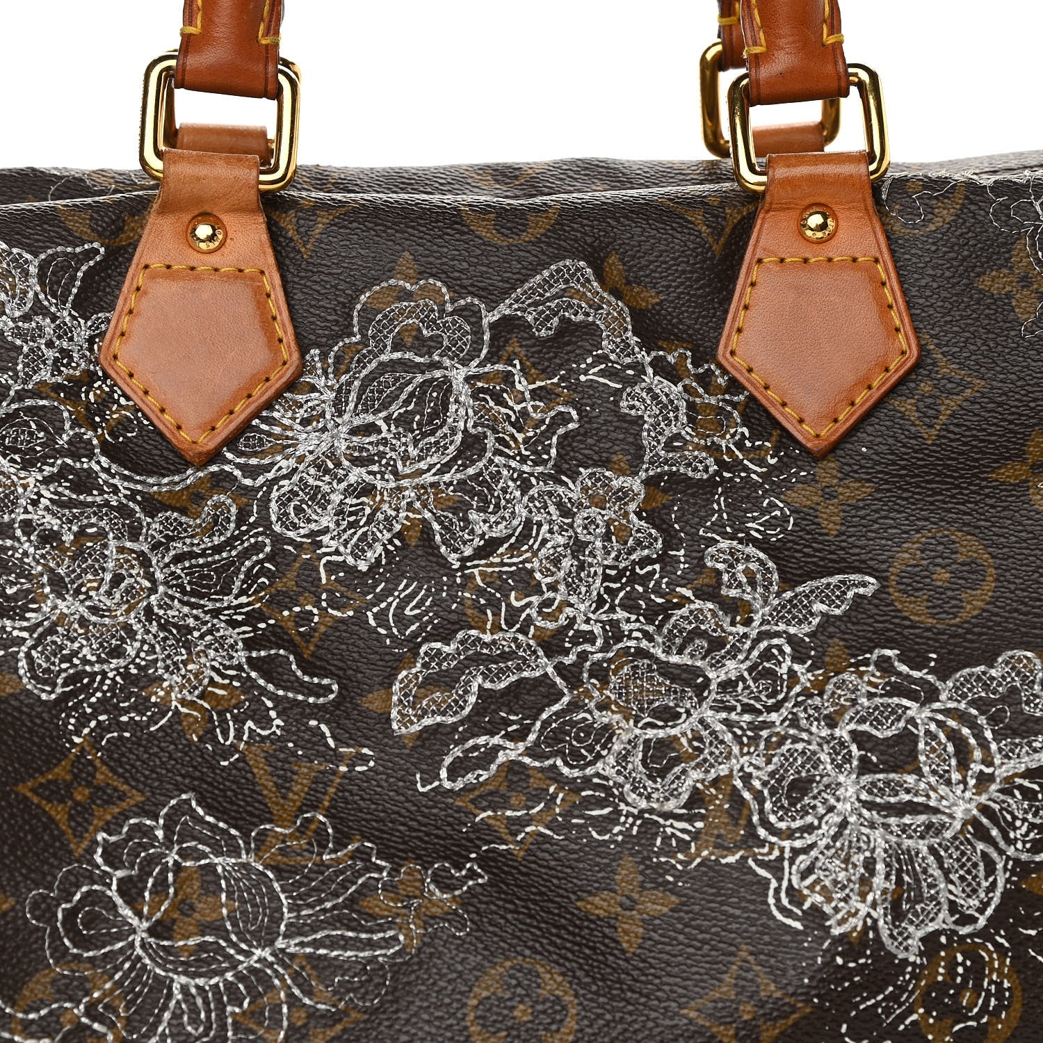 Louis Vuitton Monogram Dentelle Speedy 30 Silver 8 of 14