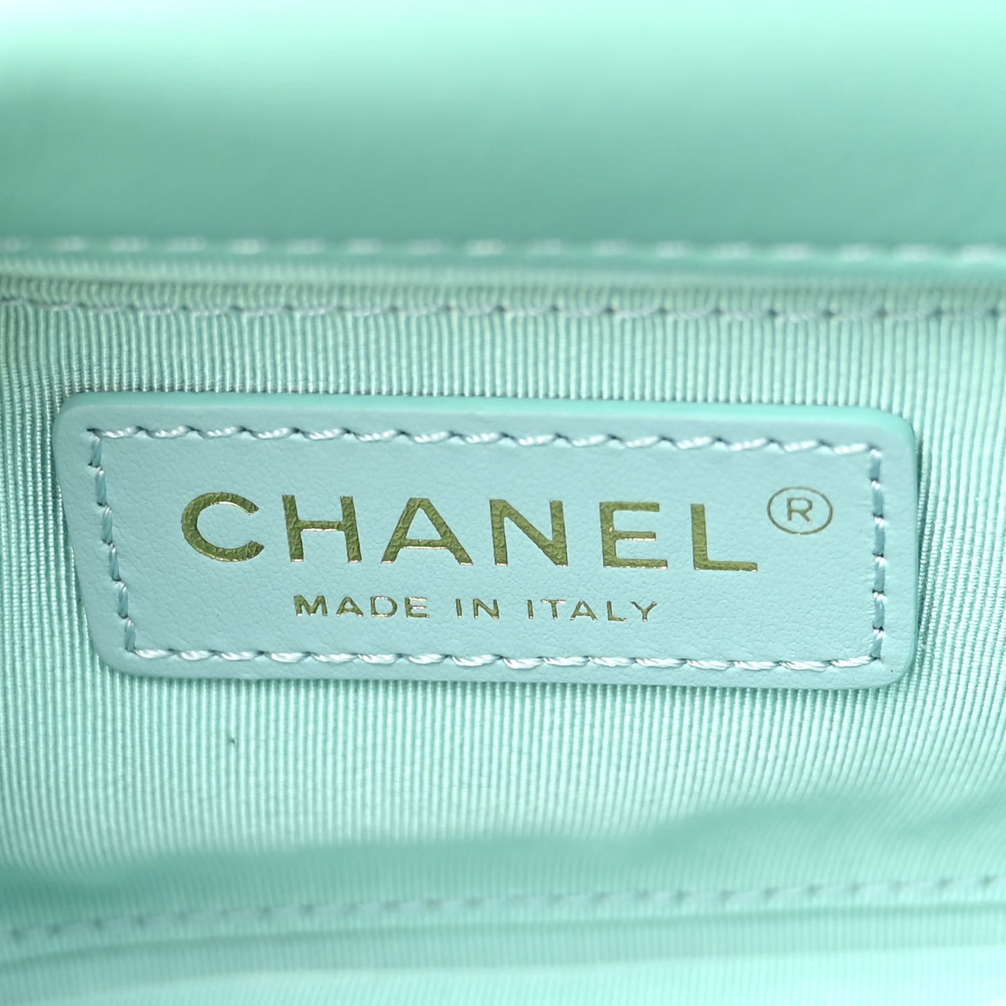 Calfskin Quilted Top Handle Flap Light Blue