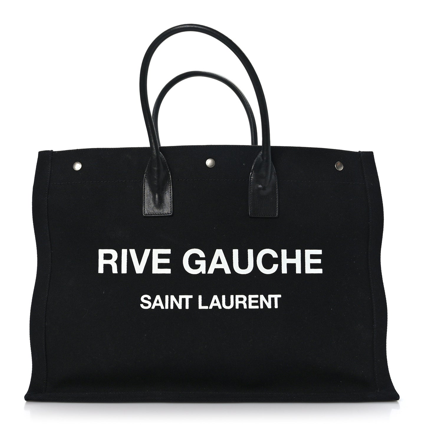 Linen Calfskin Rive Gauche Tote Black