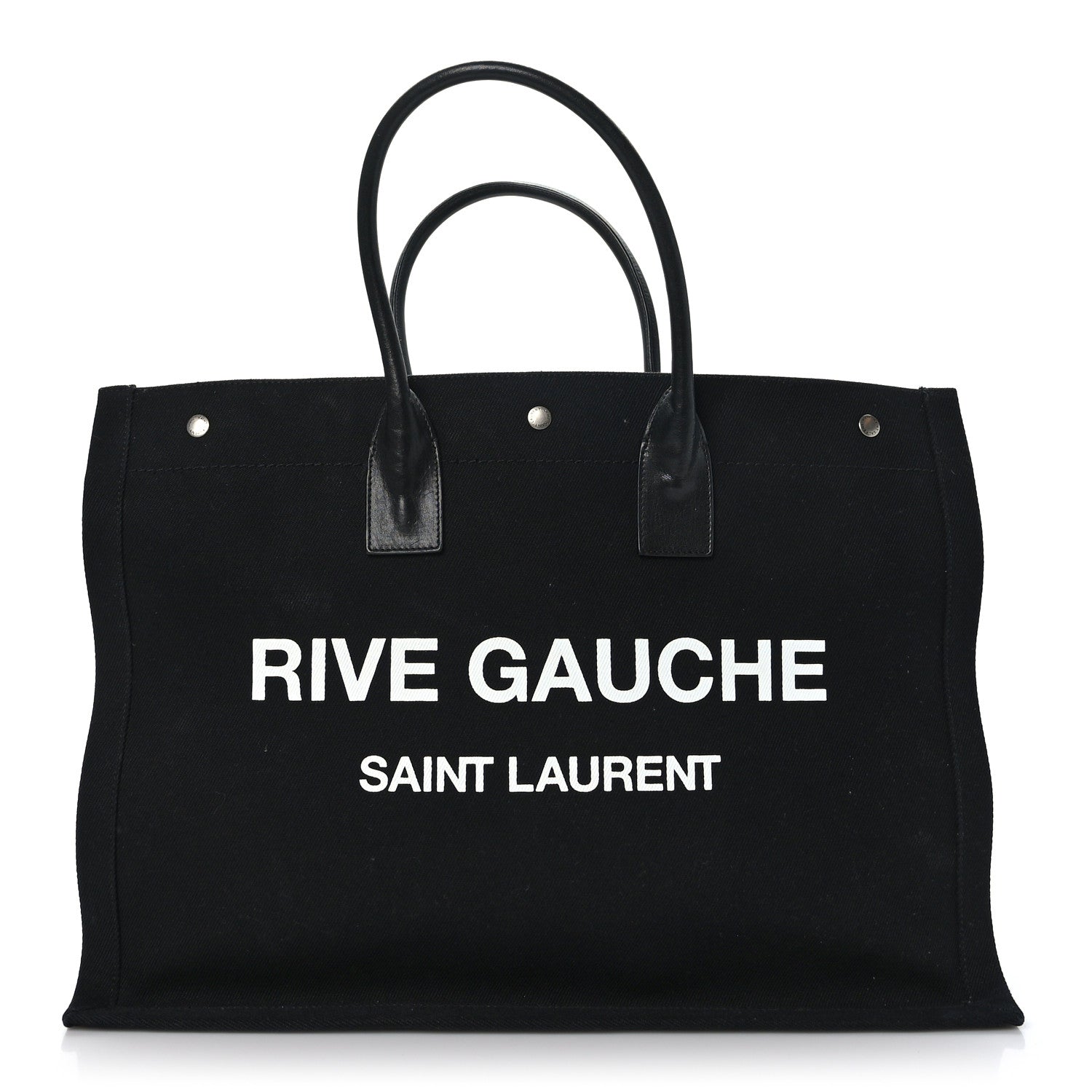 Saint Laurent Linen Calfskin Rive Gauche Tote Black 1 of 8