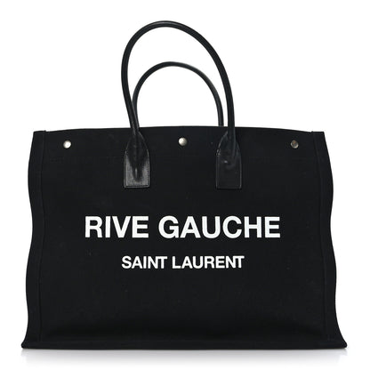Saint Laurent Linen Calfskin Rive Gauche Tote Black 1 of 8