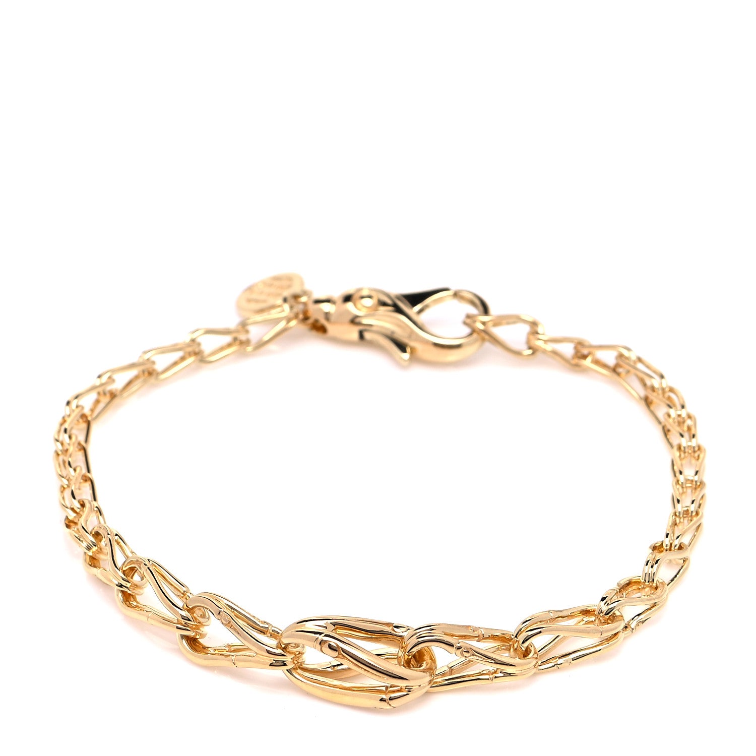 John Hardy 18 Karat Yellow Gold Bamboo Graduated Link Bracelet 1 of 5
