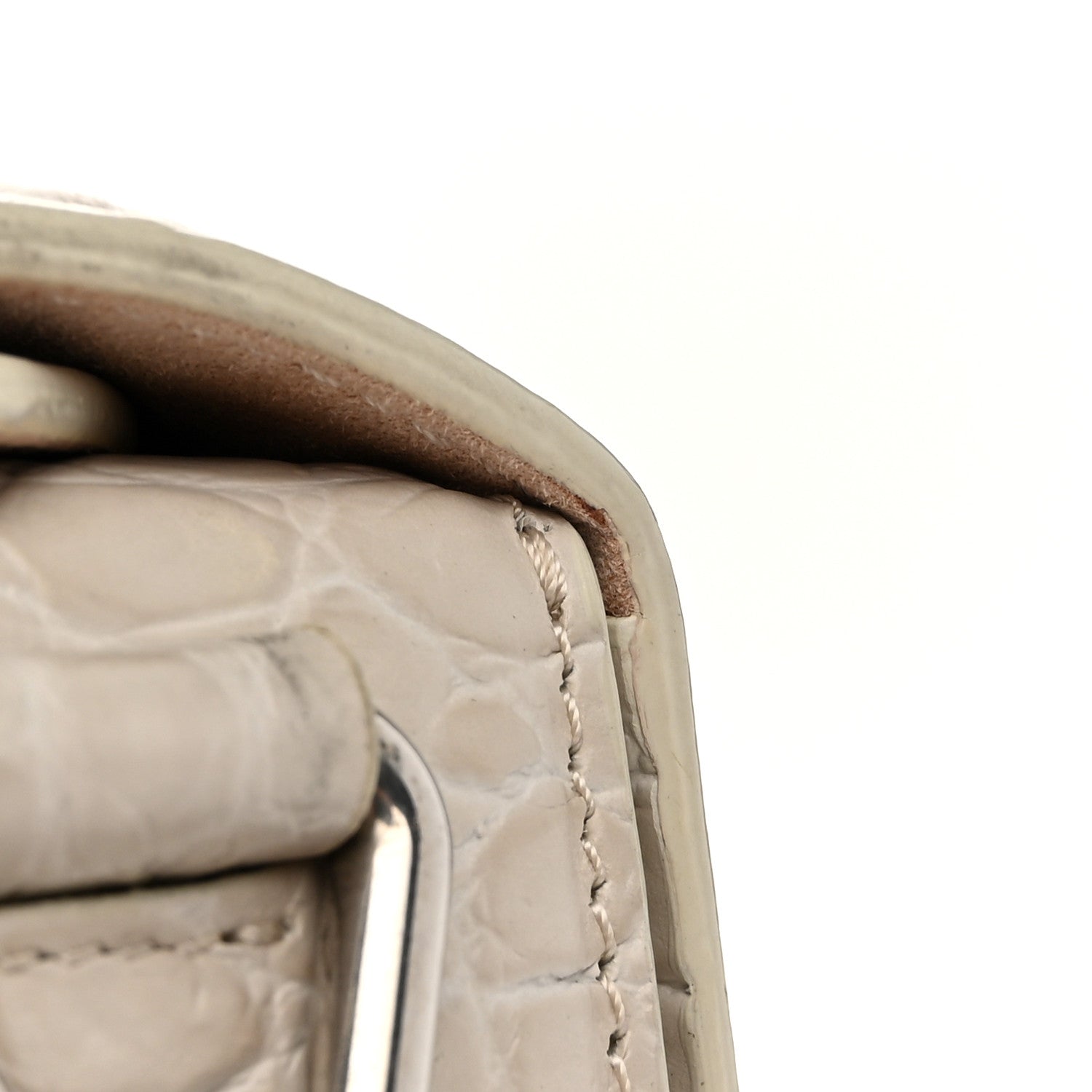 Alexander McQueen Calfskin Crocodile Embossed Box Shoulder Bag 16 White Bone 10 of 12