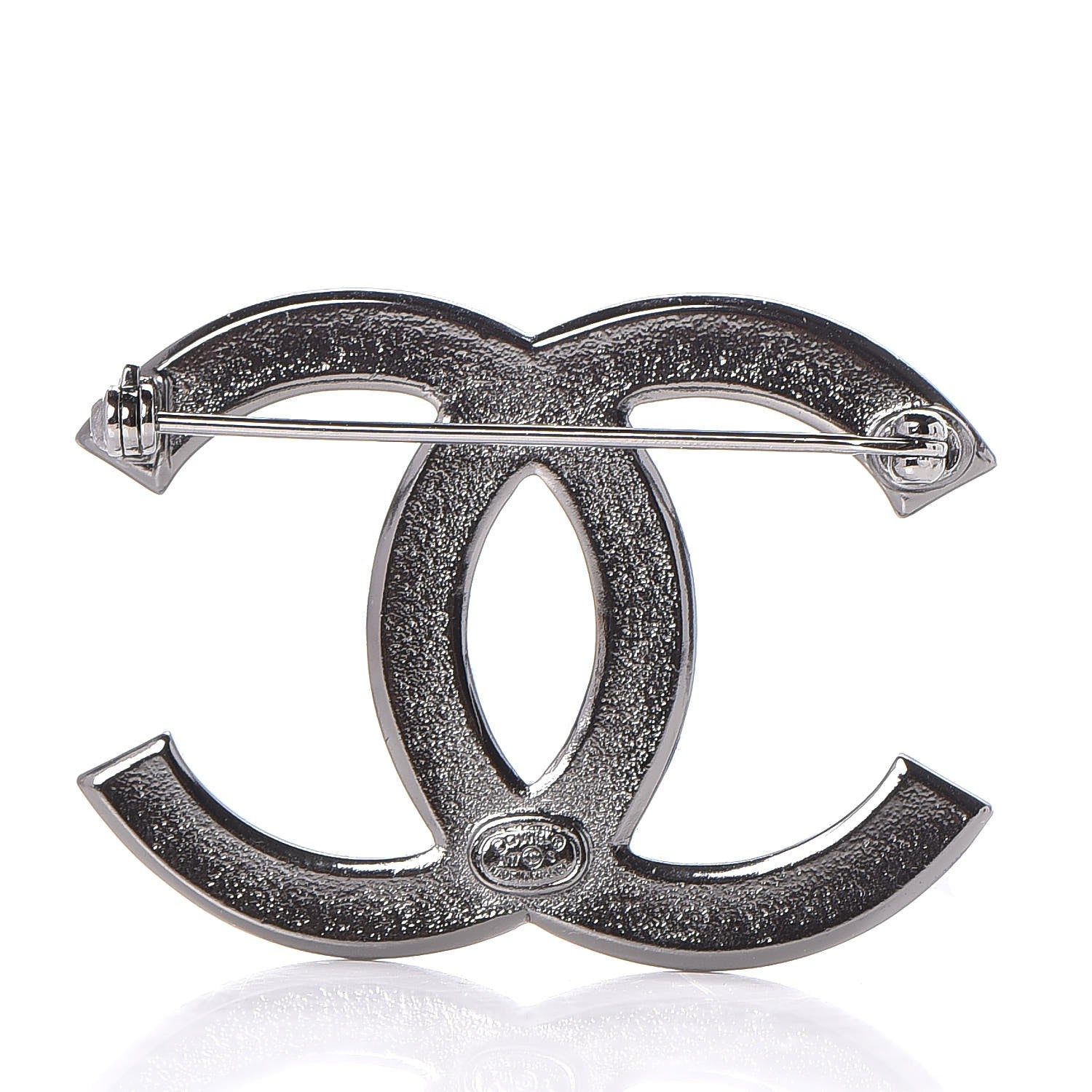 Chanel Ruthenium Crystal CC Brooch Grey 3 of 5