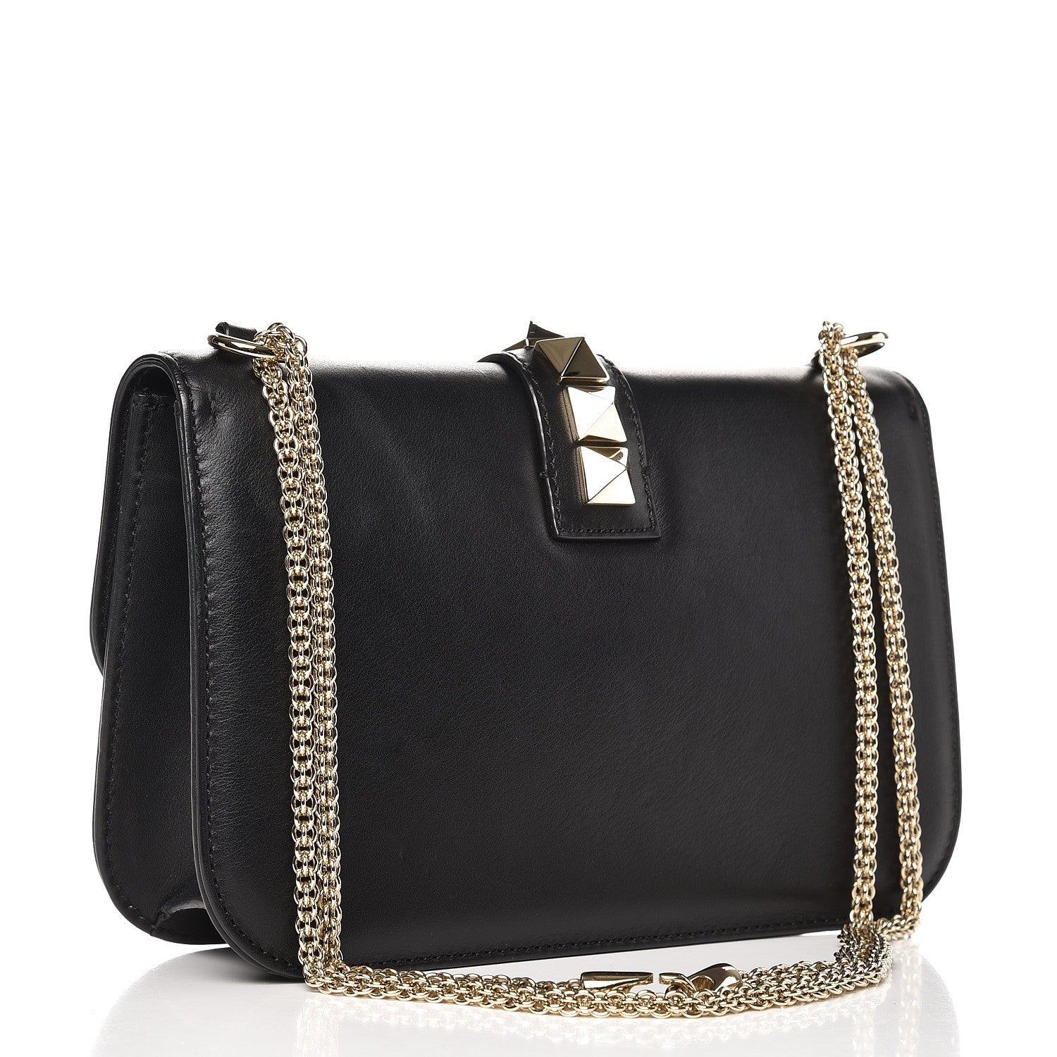Valentino Garavani Vitello Medium Glam Lock Rockstud Flap Black 4 of 9