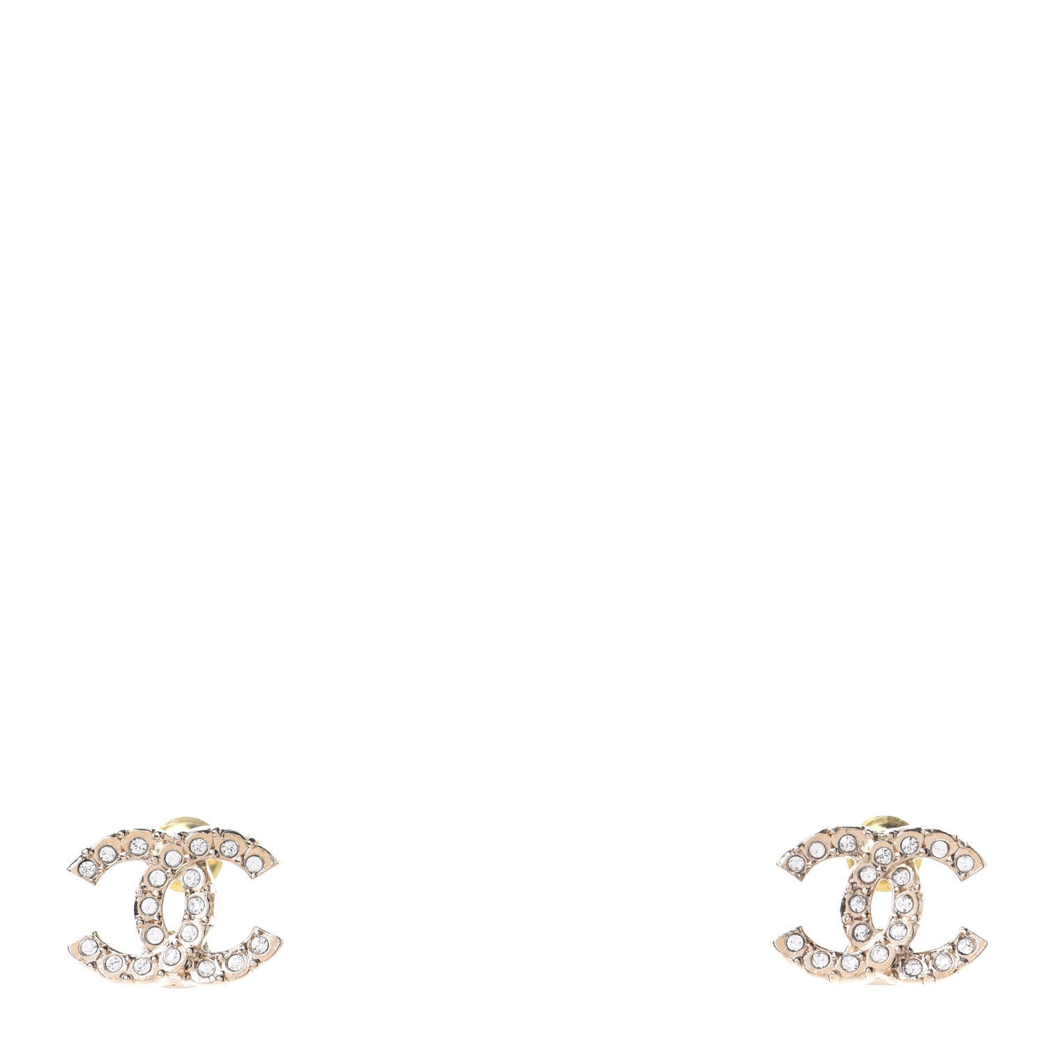 Chanel Crystal CC Earrings Gold 1 of 5