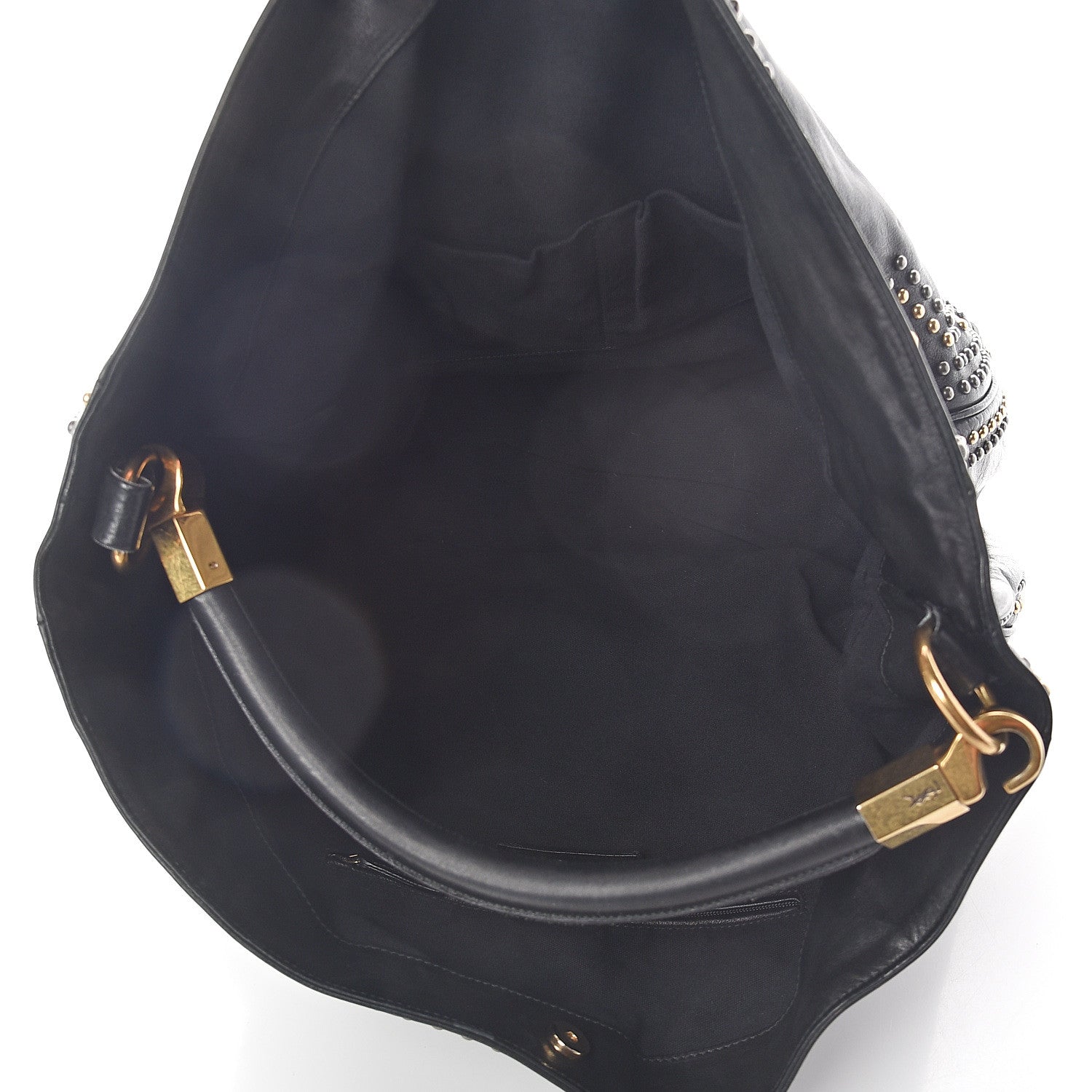 Saint Laurent Calfskin Studded Roady Hobo Black 4 of 8