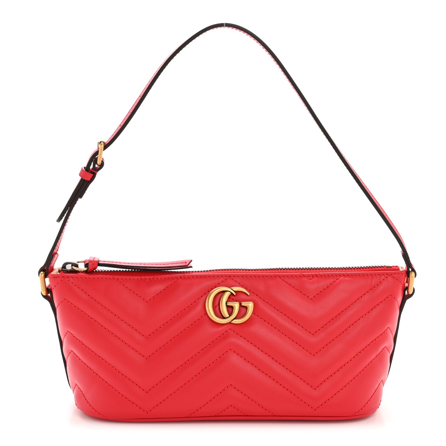 Gucci Calfskin Matelasse Chevron GG Marmont Sling Shoulder Bag Rosso 1 of 11