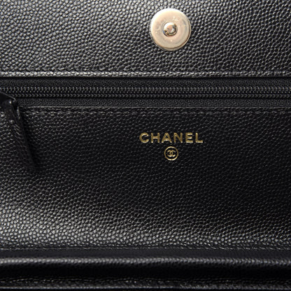 Chanel Caviar Quilted French New Wave Chain CC Wallet On Chain WOC Black 8 of 12