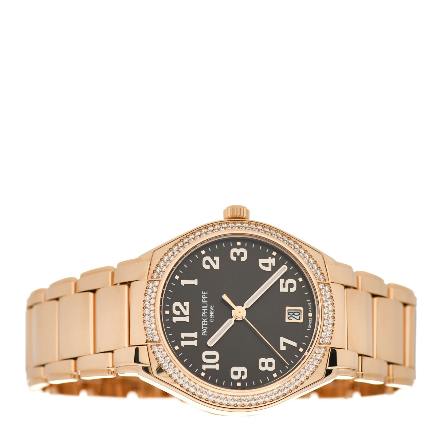 18K Rose Gold Diamond 26mm Twenty-4 Automatic Watch Brown 7300/1200R-001
