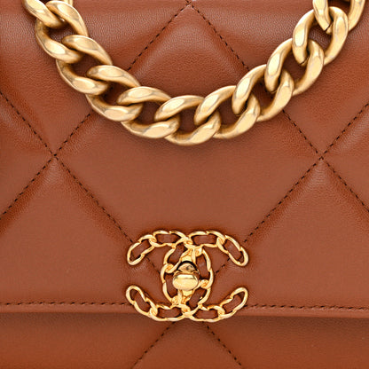 Chanel Lambskin Quilted Chanel 19 Wallet On Chain WOC Light Brown 9 of 14