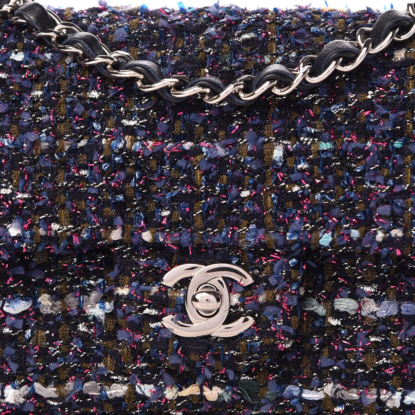 Tweed Quilted Mini Rectangular Flap Blue Purple Khaki Pink