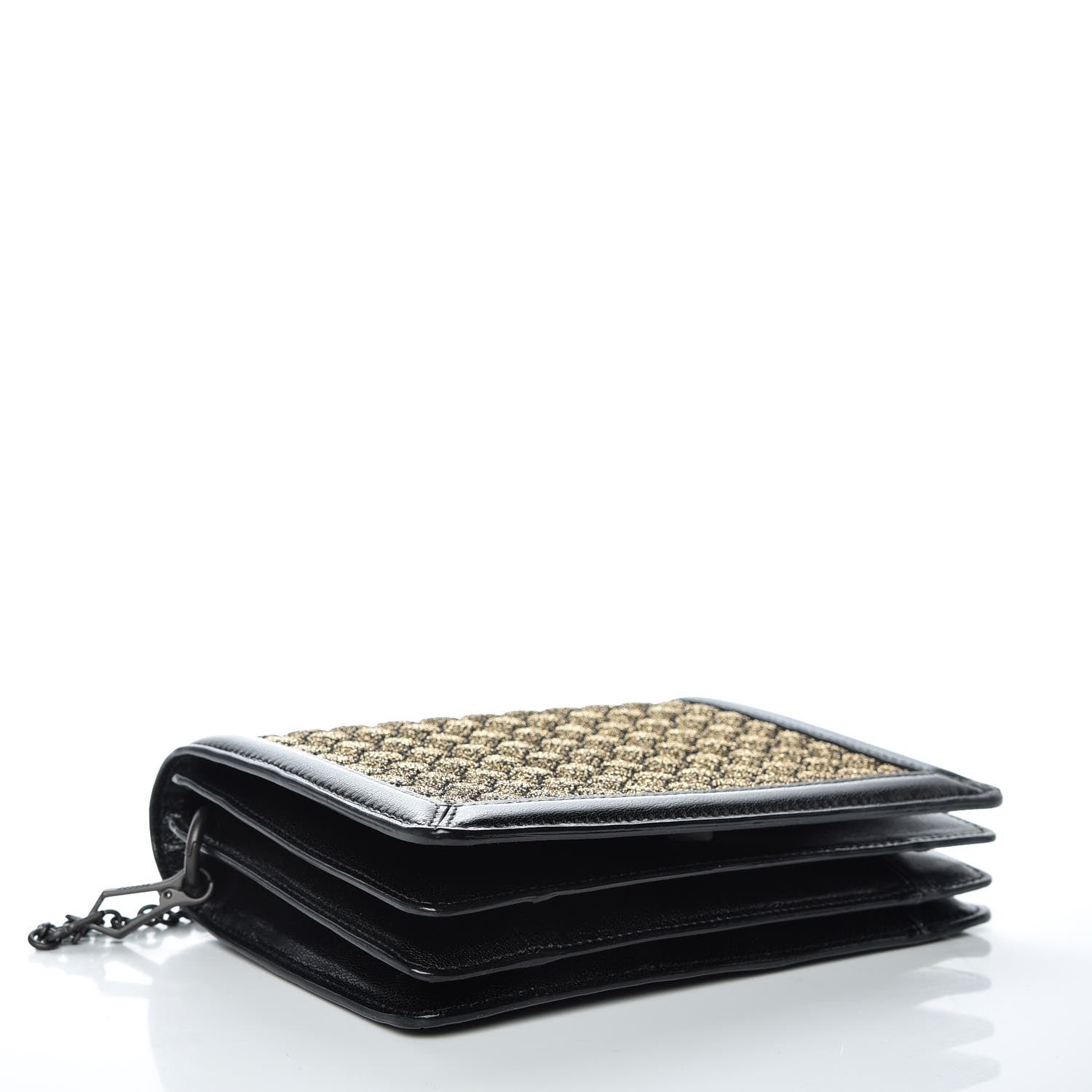 Bottega Veneta Goatskin Knit Intrecciato Mini Montebello Crossbody Bag Black Gold 4 of 9