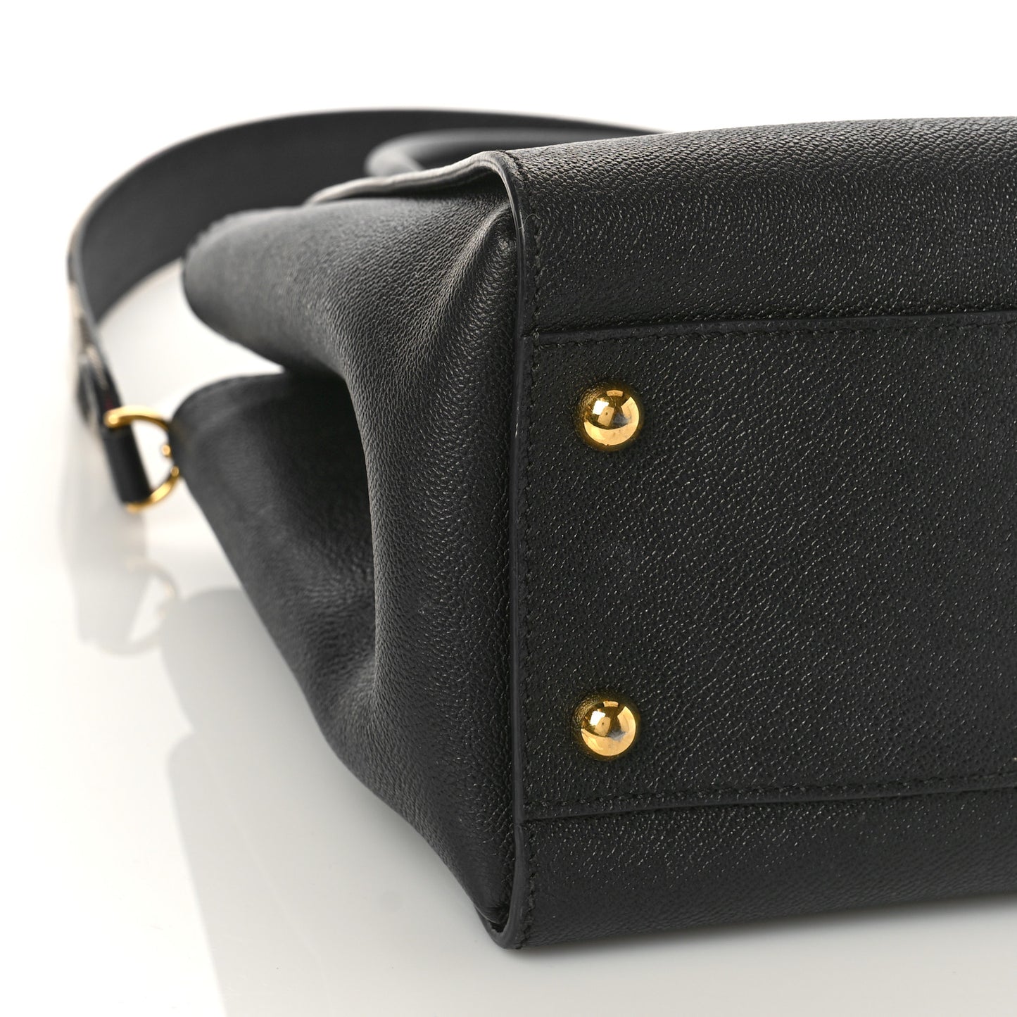 Soft Grain Calfskin Medium Buckle Tote Black