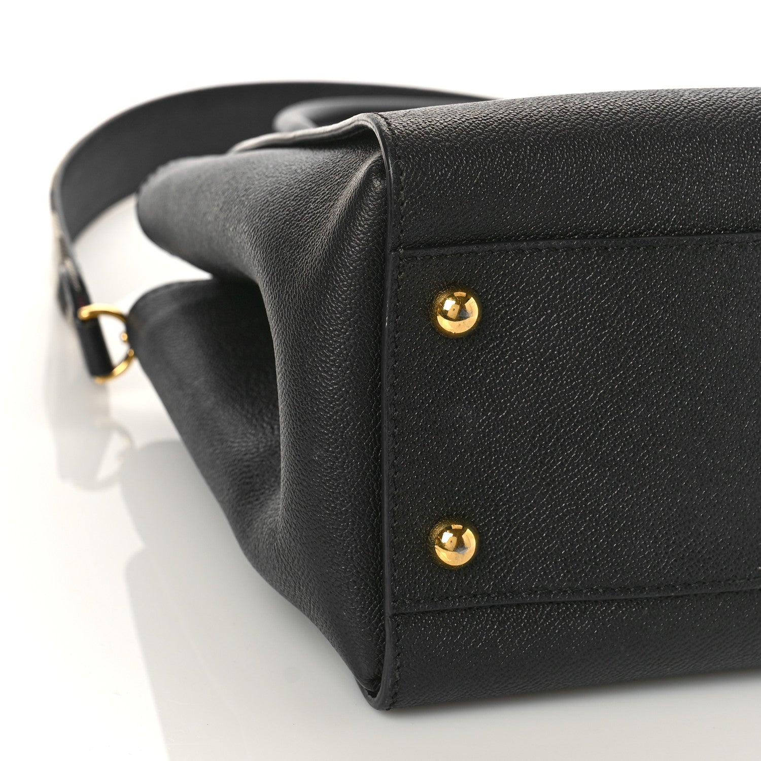 Burberry Soft Grain Calfskin Medium Buckle Tote Black 8 of 9