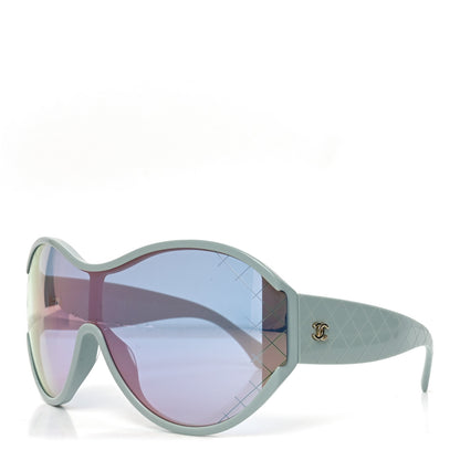 Chanel Acetate Mirror Shield Sunglasses 71476-A Light Blue 1 of 6