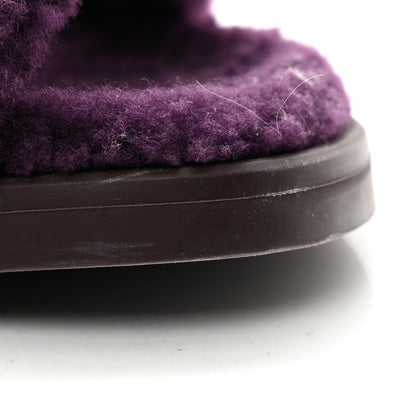 Hermes Woolskin Womens Chypre Sandals 37 Violet Fonce 9 of 10