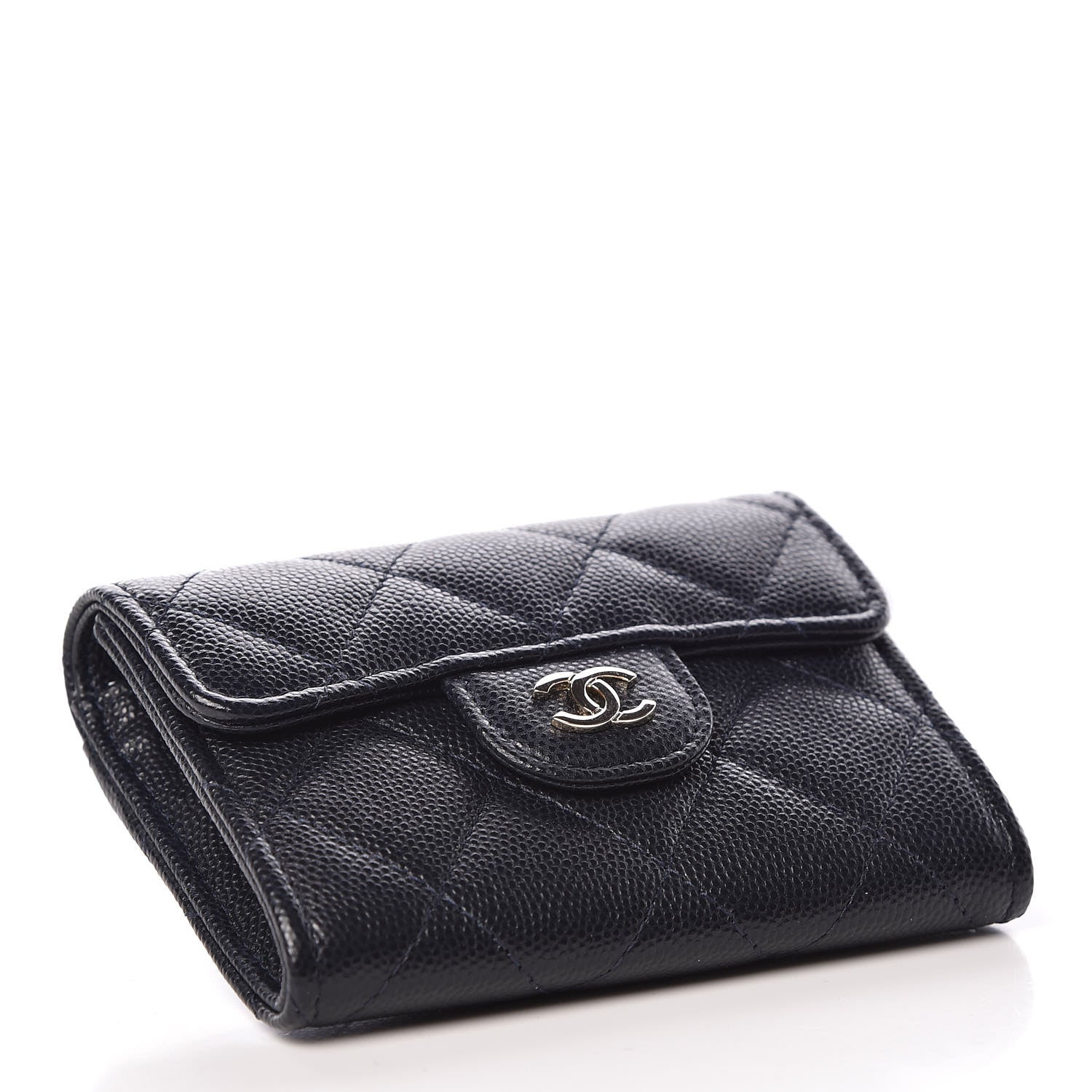 Chanel Caviar Quilted Flap Card Holder Wallet Navy 4 of 9