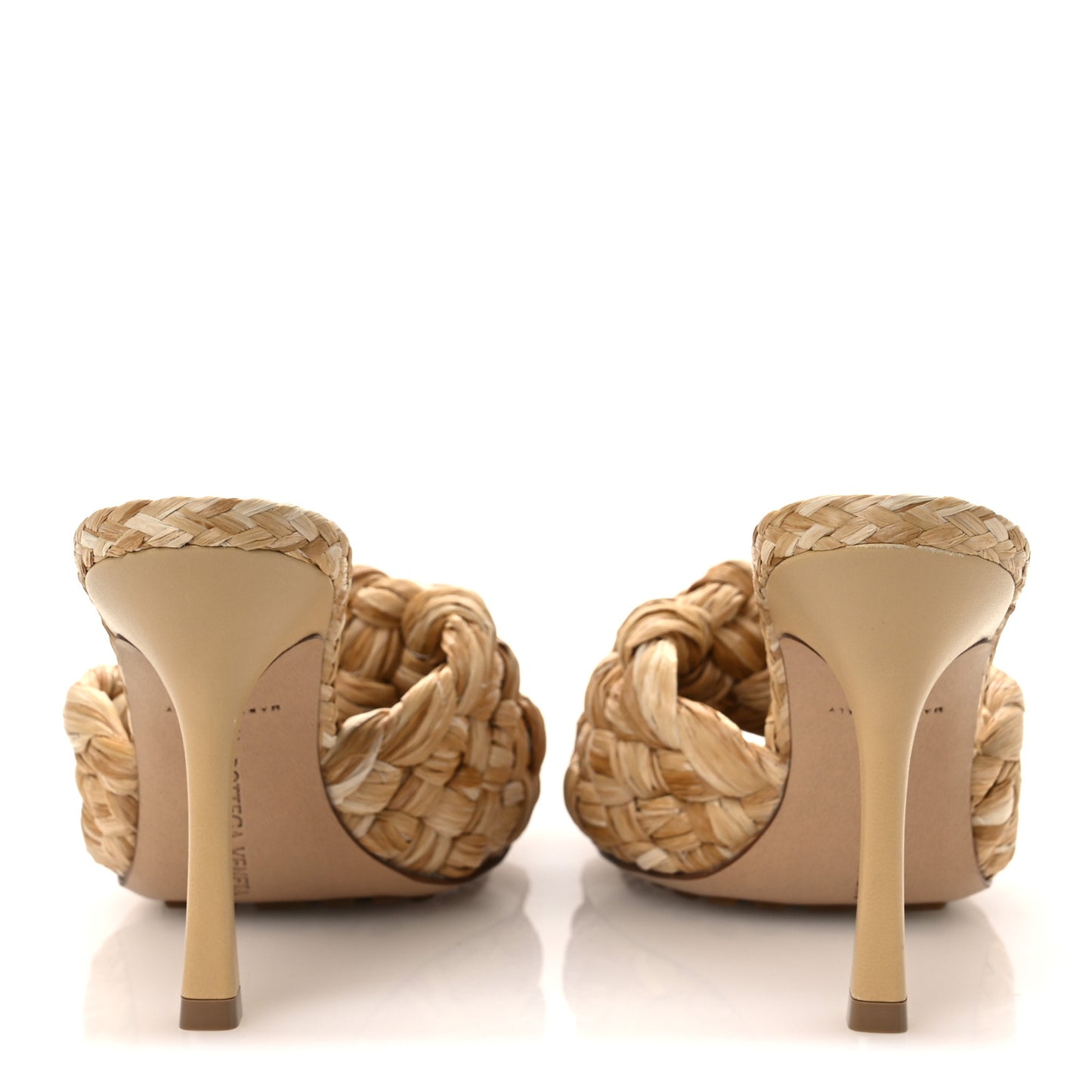 Raffia Twisted Intrecciato Stretch Mule Sandals 36 Macadamia