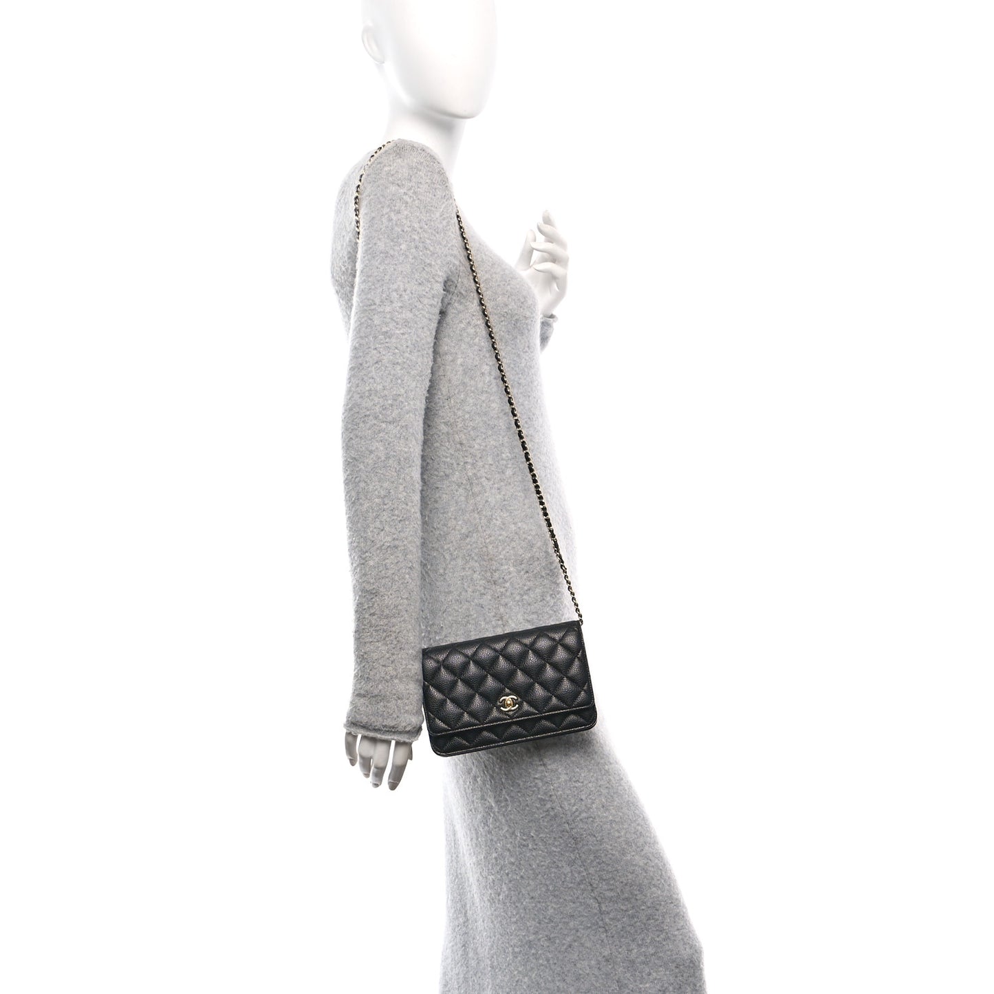 Caviar Quilted CC Turnlock Wallet On Chain WOC Black