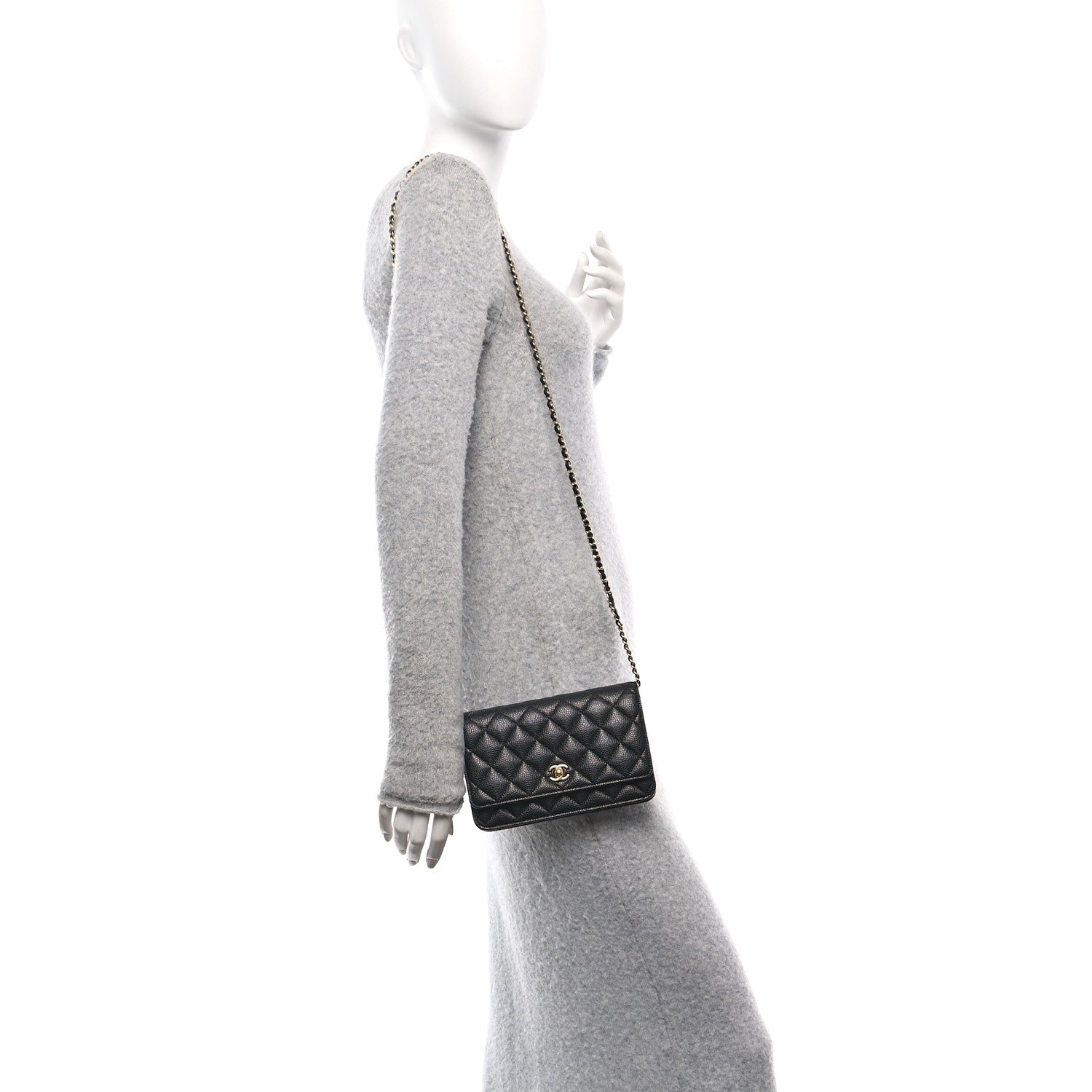 Chanel Caviar Quilted CC Turnlock Wallet On Chain WOC Black 2 of 11