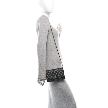 Chanel Caviar Quilted CC Turnlock Wallet On Chain WOC Black 2 of 11