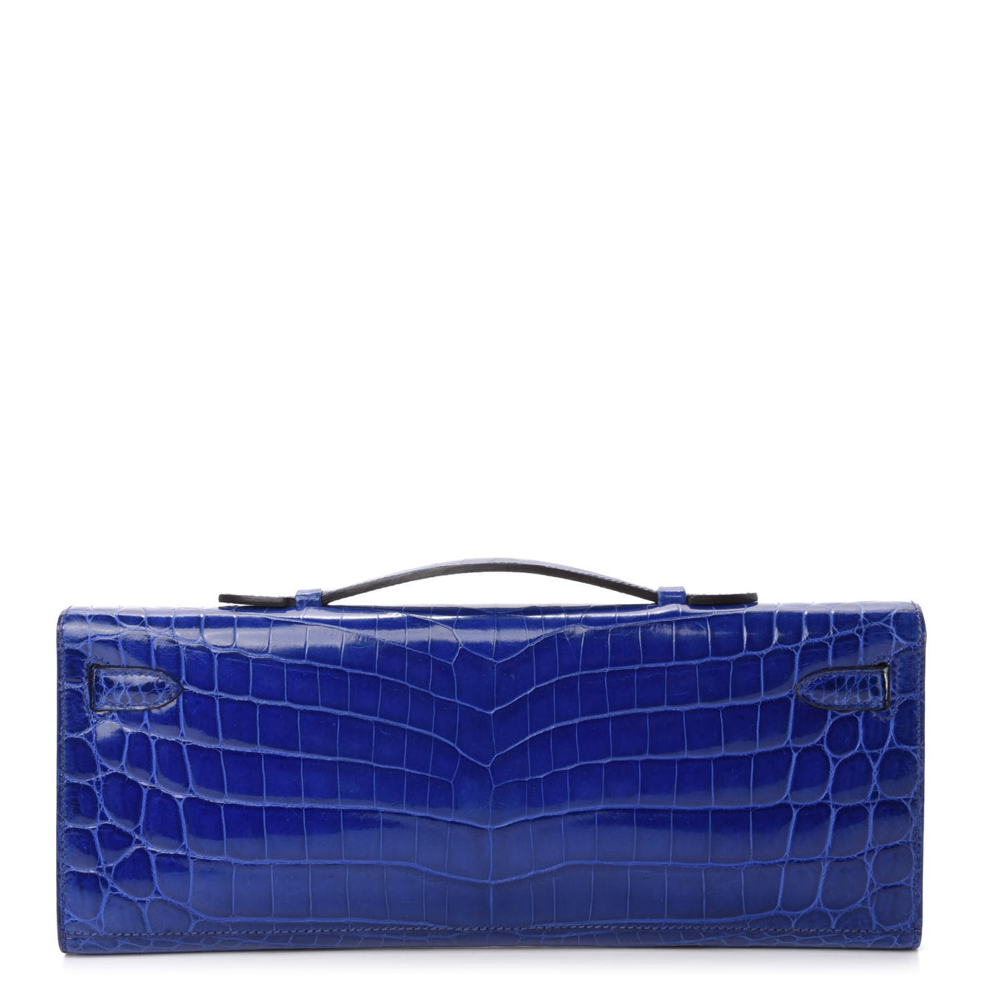 Shiny Niloticus Crocodile Kelly Cut Pochette Bleu Electrique