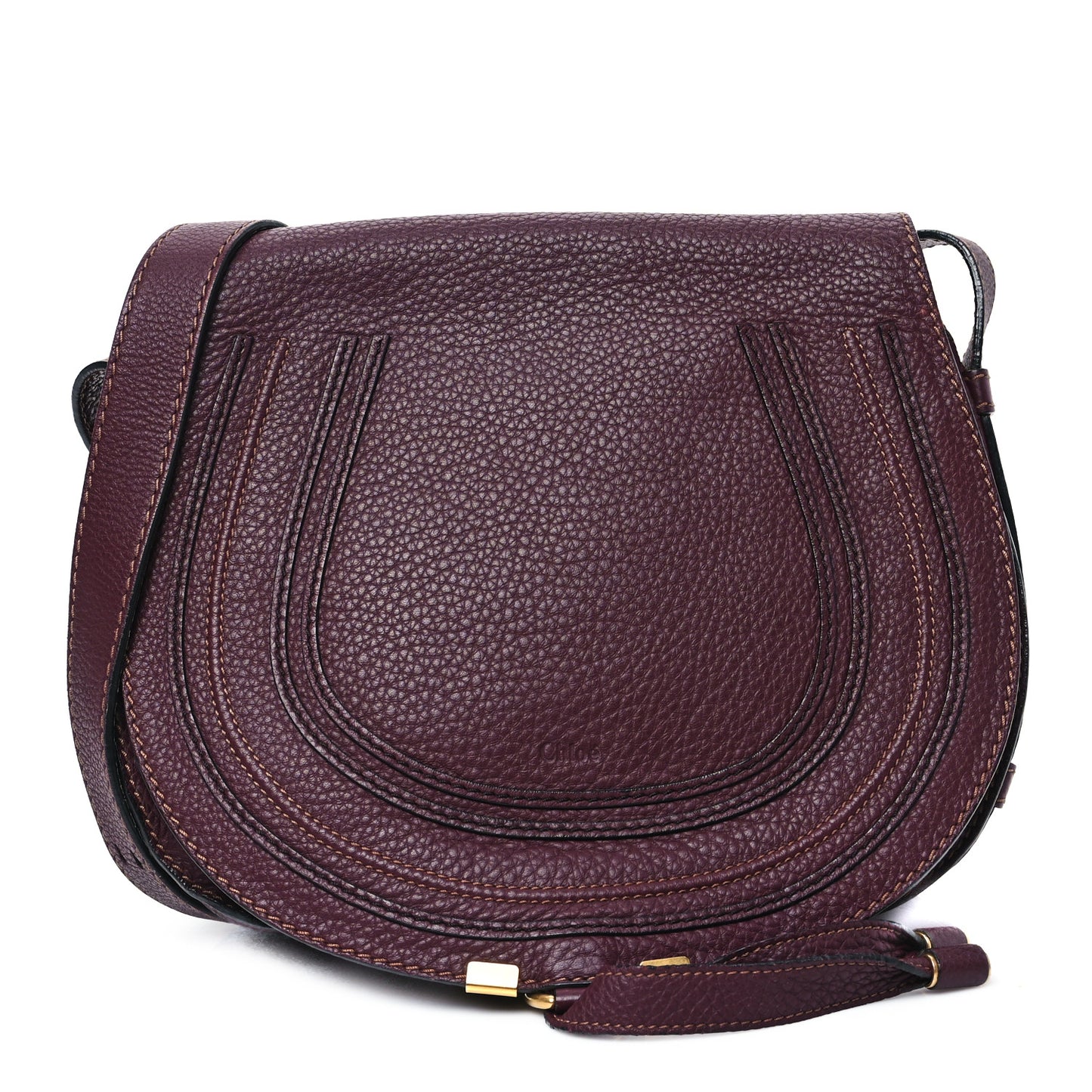Grained Calfskin Medium Marcie Saddle Bag Dark Velvet