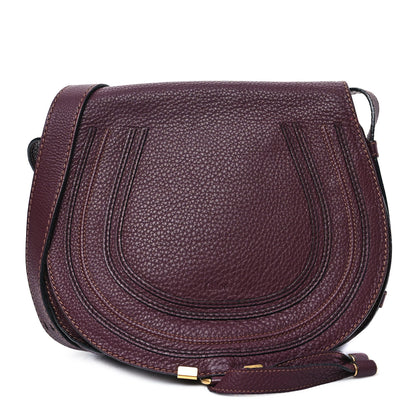 Chloe Grained Calfskin Medium Marcie Saddle Bag Dark Velvet 1 of 9