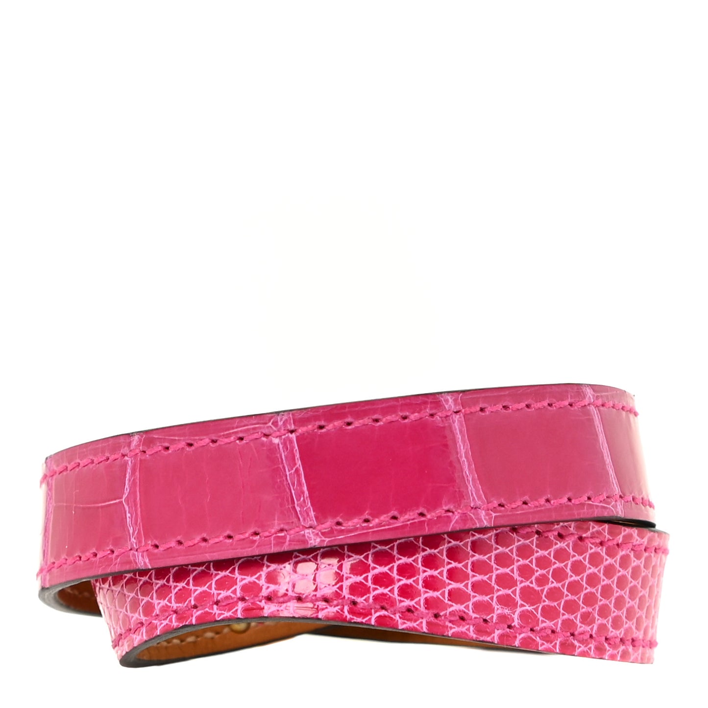 Shiny Alligator Lizard Kelly Double Tour Bracelet T2 Rose Mexico