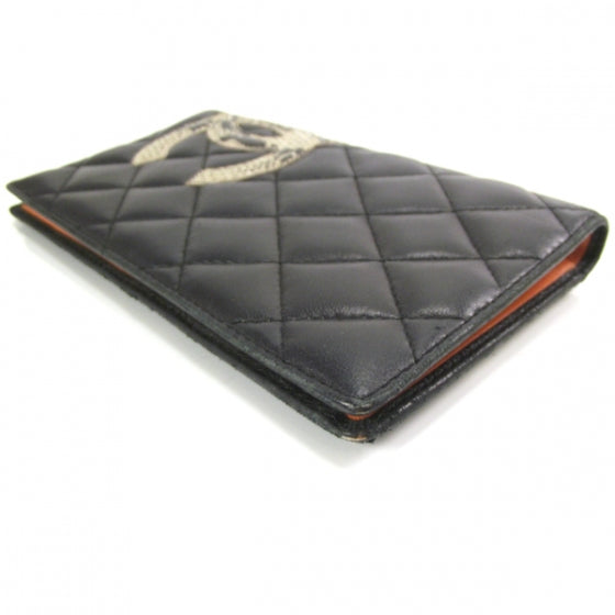 Leather Python Cambon Wallet Black