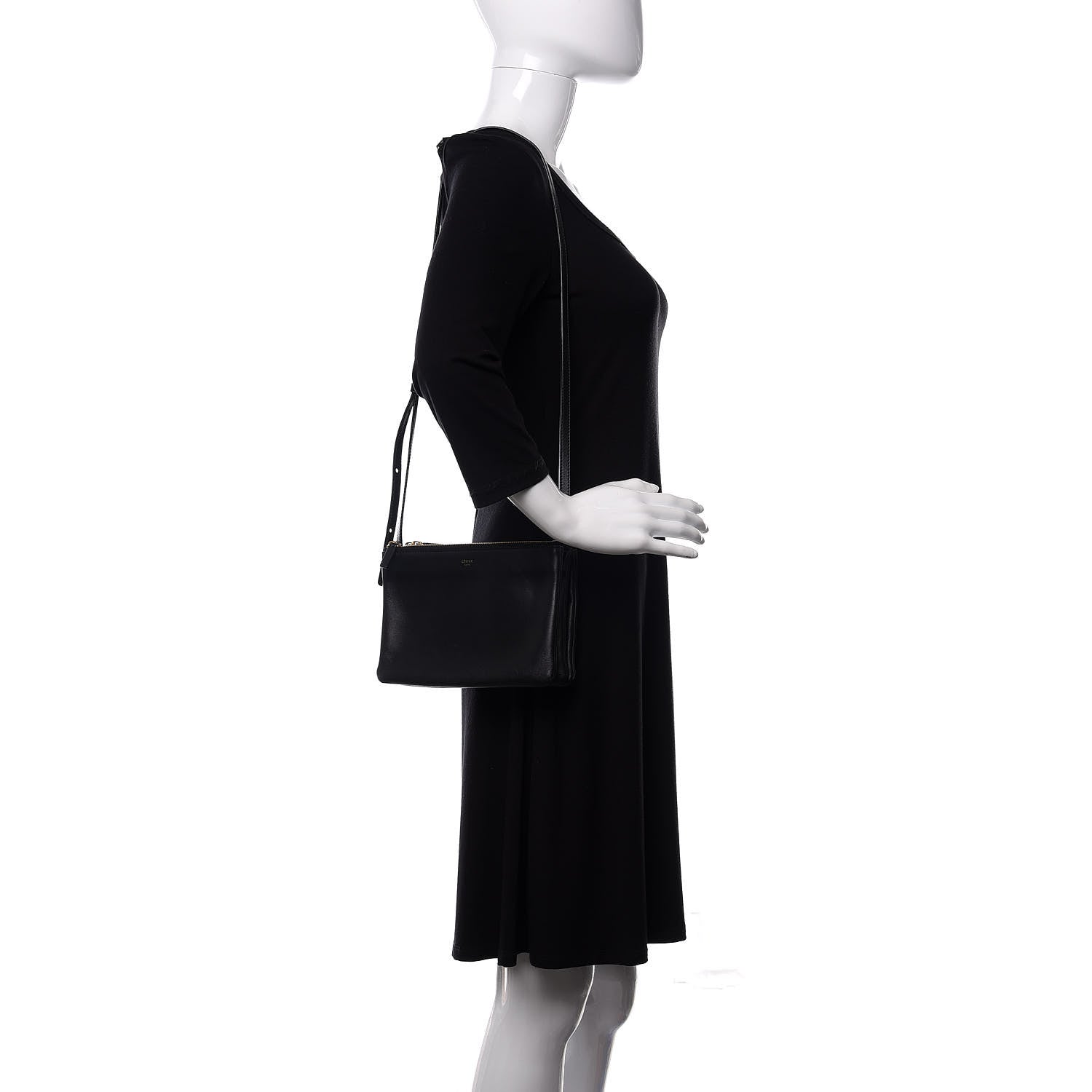 Celine Lambskin Small Trio Crossbody Bag Black 2 of 10