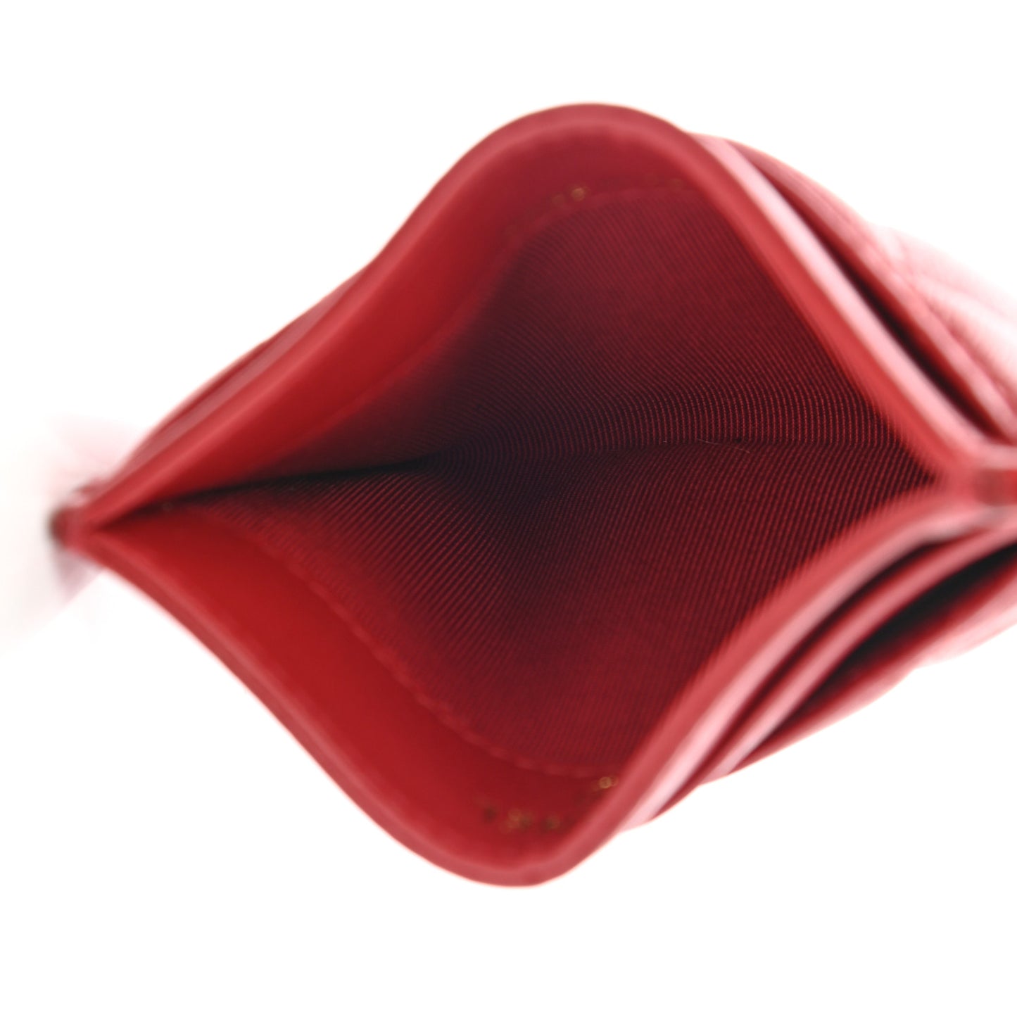 Lambskin Quilted Card Holder Red