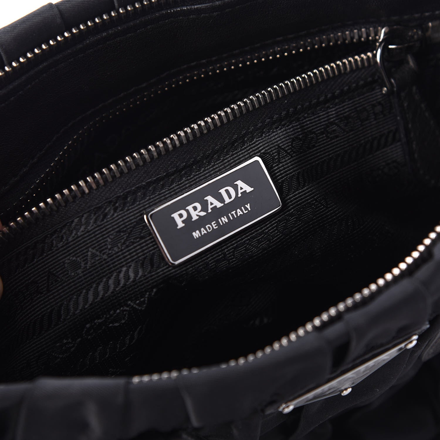 Prada Tessuto Nylon Nappa Braided Gaufre Shopping Satchel Black 7 of 8