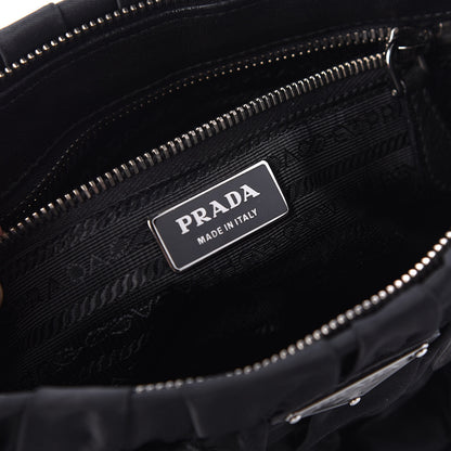 Prada Tessuto Nylon Nappa Braided Gaufre Shopping Satchel Black 7 of 8