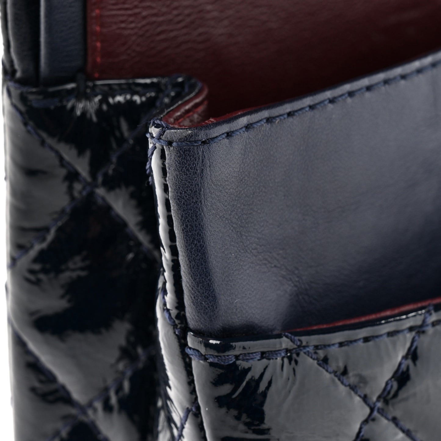 Distressed Patent Quilted 2.55 Reissue 226 Flap Blue