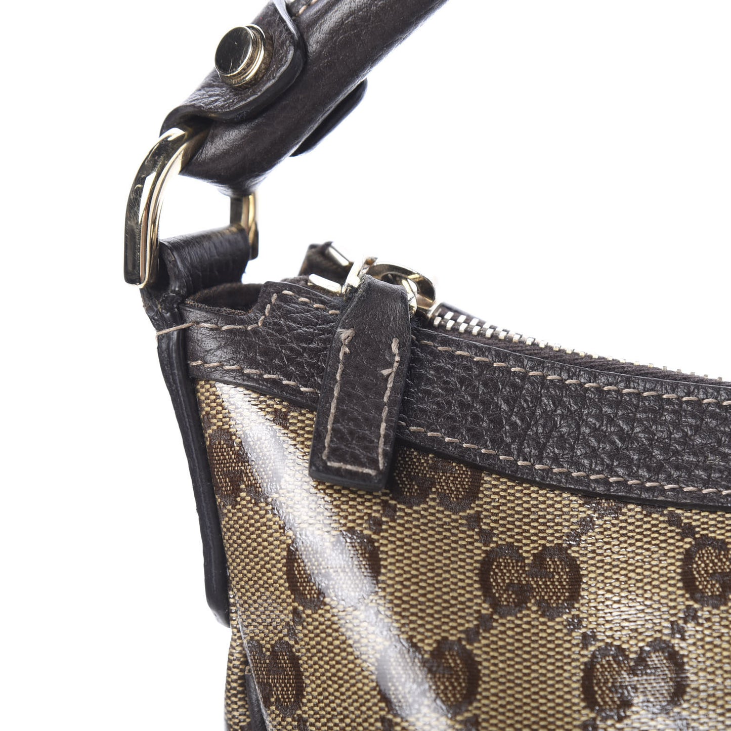 Crystal Monogram Medium Abbey Pocket Hobo Tote Dark Brown