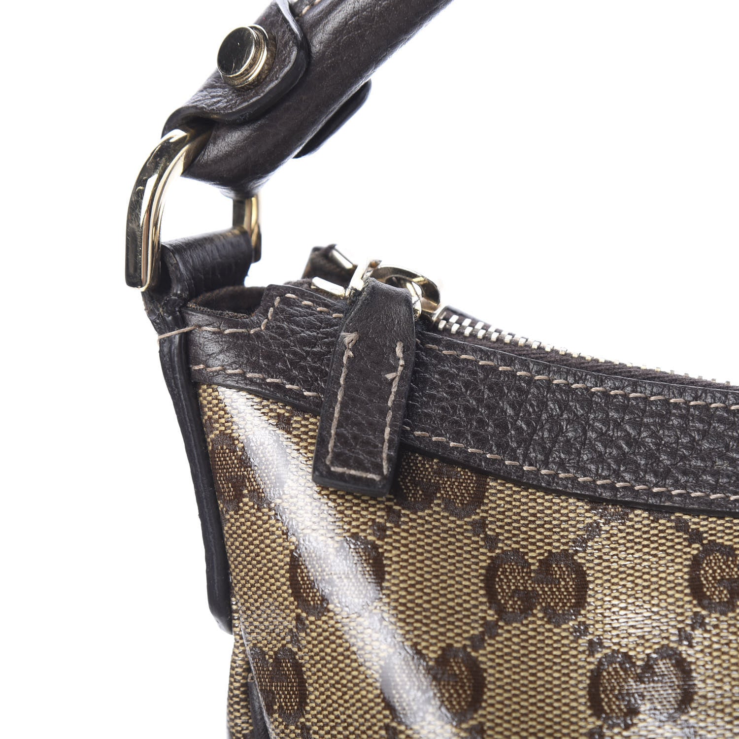 Gucci Crystal Monogram Medium Abbey Pocket Hobo Tote Dark Brown 10 of 12