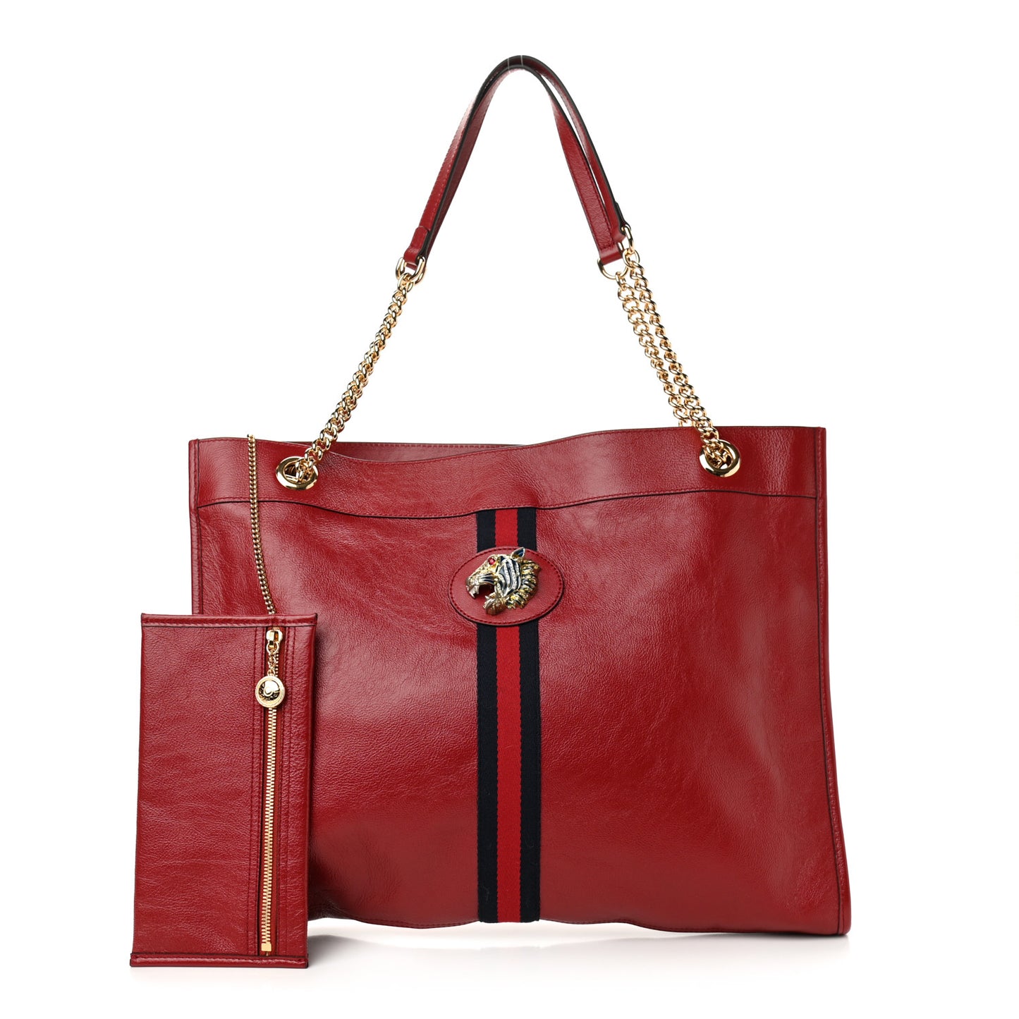 Calfskin Large Rajah Chain Tote Romantic Cherry