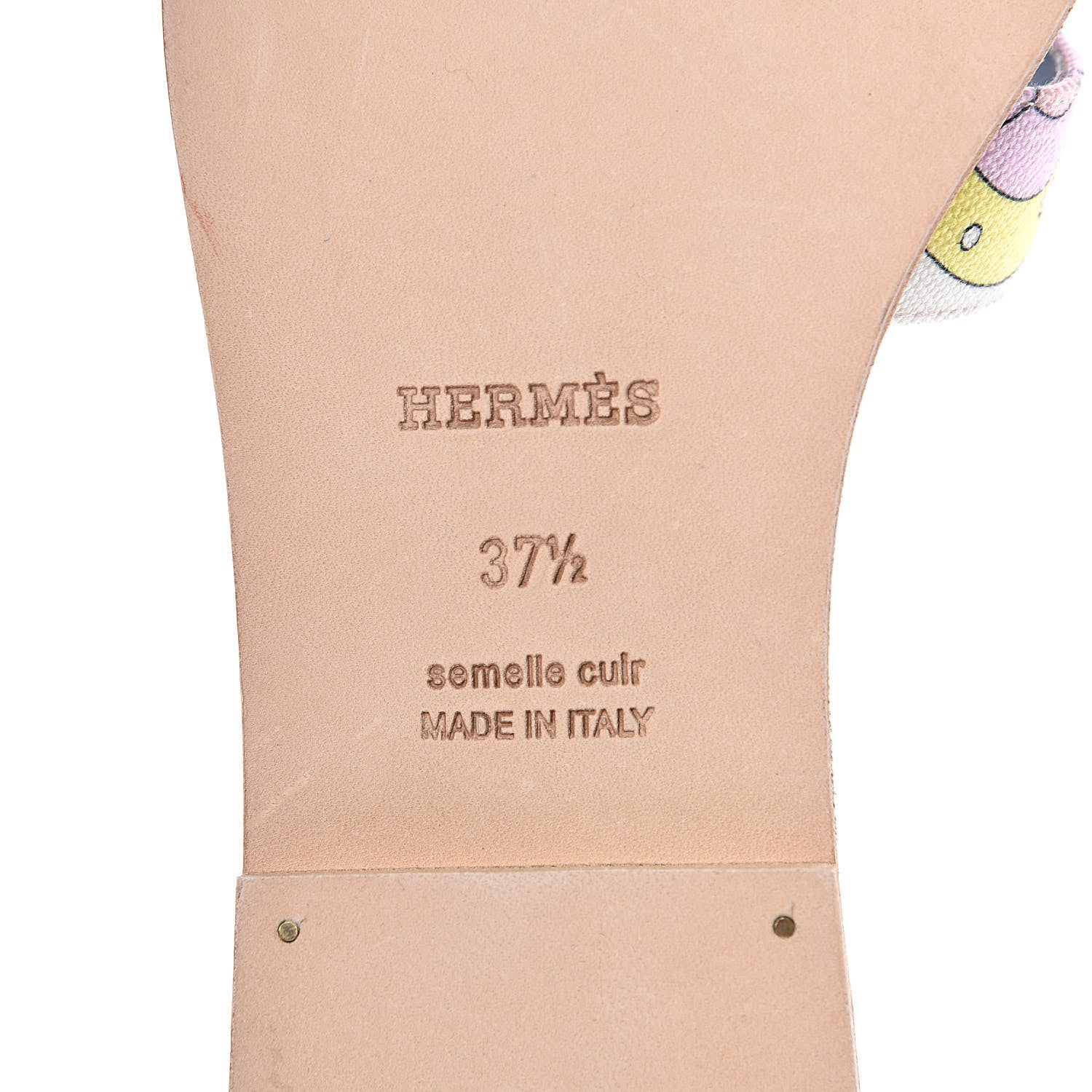 Hermes Canvas Faubourg Rainbow Oran Sandals 37.5 Multicolore Bleu Beton 8 of 8